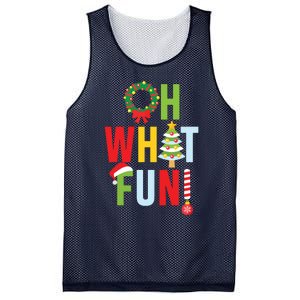 Oh What Fun Christmas With Wreath And Tree Mesh Reversible Basketball Jersey Tank