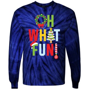 Oh What Fun Christmas With Wreath And Tree Tie-Dye Long Sleeve Shirt