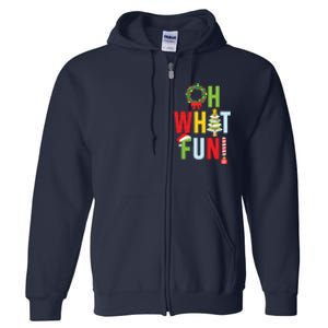 Oh What Fun Christmas With Wreath And Tree Full Zip Hoodie