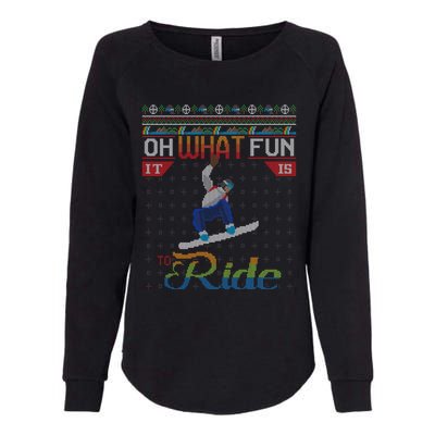 Oh What Fun It Is To Ride Snowboard Ugly Christmas Sweater Funny Gift Womens California Wash Sweatshirt