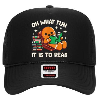 Oh What Fun It Is To Read Christmas Teacher Librarian Books  High Crown Mesh Back Trucker Hat