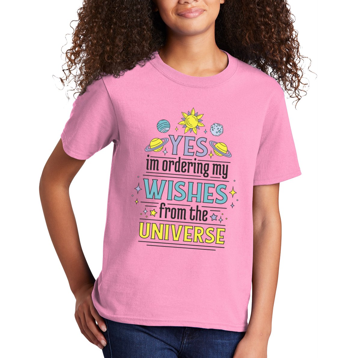 Ordering Wishes From The Universe Kids T-Shirt