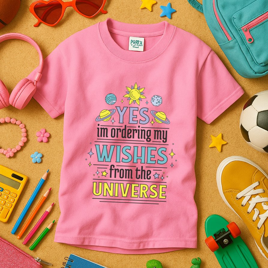 Ordering Wishes From The Universe Kids T-Shirt