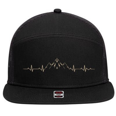 Outdoors Wildlife Forest Nature Heartbeat Mountains Hiking 7 Panel Mesh Trucker Snapback Hat