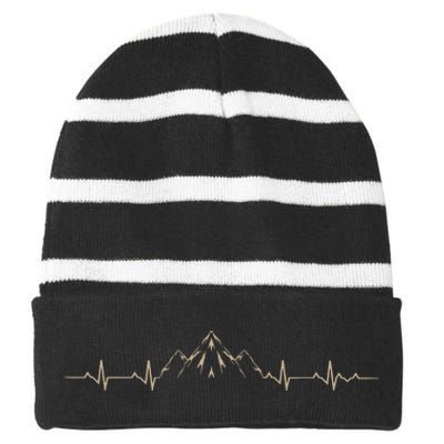 Outdoors Wildlife Forest Nature Heartbeat Mountains Hiking Striped Beanie with Solid Band