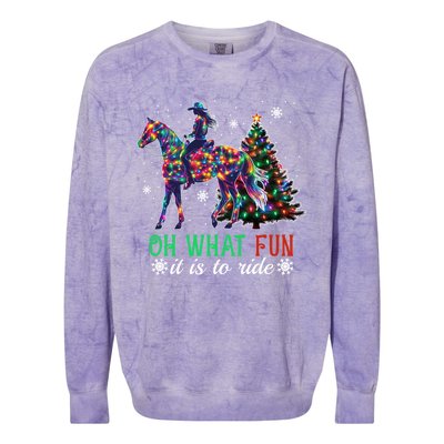 Oh What Fun It Is To Ride Christmas Horse Gift Colorblast Crewneck Sweatshirt