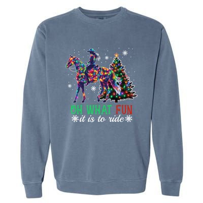 Oh What Fun It Is To Ride Christmas Horse Gift Garment-Dyed Sweatshirt