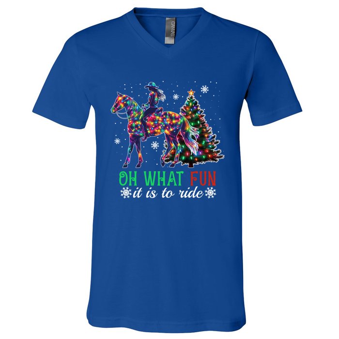 Oh What Fun It Is To Ride Christmas Horse Gift V-Neck T-Shirt