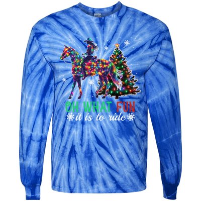 Oh What Fun It Is To Ride Christmas Horse Gift Tie-Dye Long Sleeve Shirt