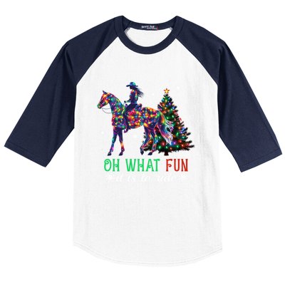 Oh What Fun It Is To Ride Christmas Horse Gift Baseball Sleeve Shirt