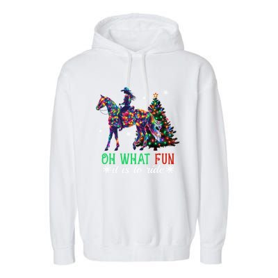 Oh What Fun It Is To Ride Christmas Horse Gift Garment-Dyed Fleece Hoodie