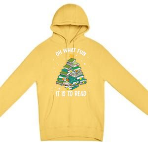 Oh What Fun It Is To Read Christmas Tree Book Lovers Gift Premium Pullover Hoodie