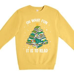 Oh What Fun It Is To Read Christmas Tree Book Lovers Gift Premium Crewneck Sweatshirt