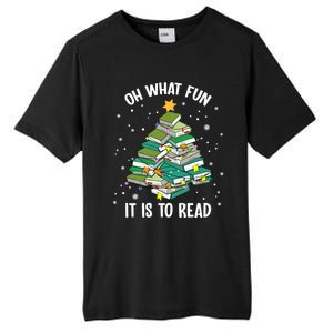 Oh What Fun It Is To Read Christmas Tree Book Lovers Gift Tall Fusion ChromaSoft Performance T-Shirt