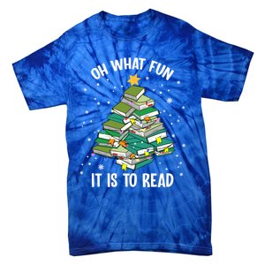 Oh What Fun It Is To Read Christmas Tree Book Lovers Gift Tie-Dye T-Shirt