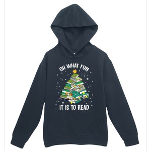 Oh What Fun It Is To Read Christmas Tree Book Lovers Gift Urban Pullover Hoodie