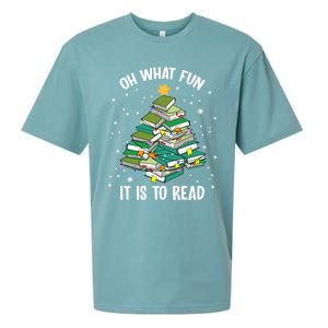 Oh What Fun It Is To Read Christmas Tree Book Lovers Gift Sueded Cloud Jersey T-Shirt