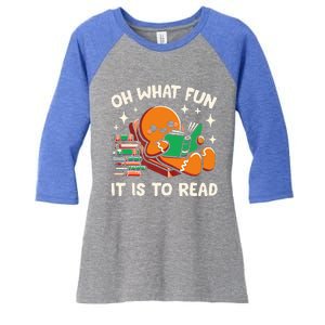 Oh What Fun It Is To Read Christmas Teacher Librarian Books  Women's Tri-Blend 3/4-Sleeve Raglan Shirt