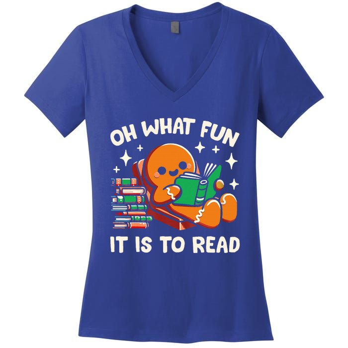 Oh What Fun It Is To Read Christmas Teacher Librarian Books  Women's V-Neck T-Shirt