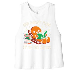 Oh What Fun It Is To Read Christmas Teacher Librarian Books  Women's Racerback Cropped Tank