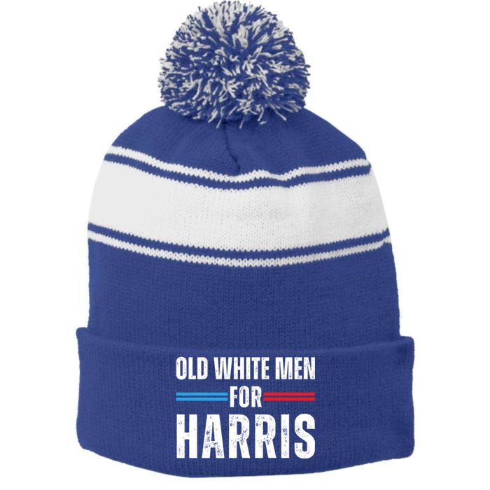 Old White For Kamala Harris 2024 President Vintage Gift Stripe Pom Pom Beanie