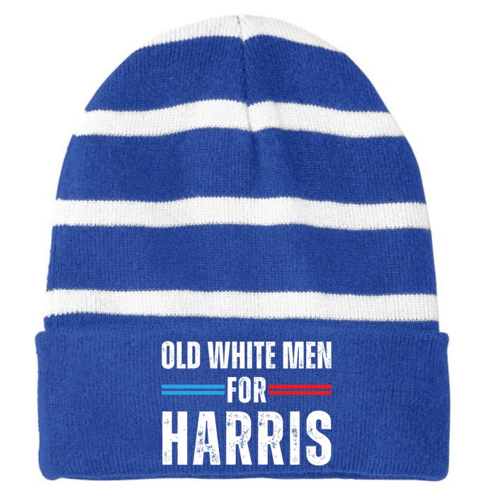 Old White For Kamala Harris 2024 President Vintage Gift Striped Beanie with Solid Band