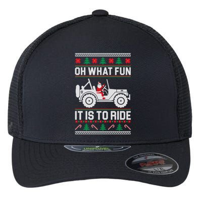 Oh What Fun 4x4 Offroad Suv Ugly Christmas Sweater Flexfit Unipanel Trucker Cap