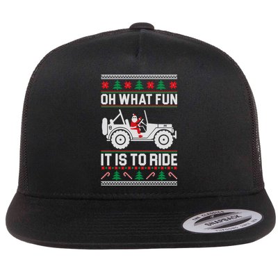 Oh What Fun 4x4 Offroad Suv Ugly Christmas Sweater Flat Bill Trucker Hat