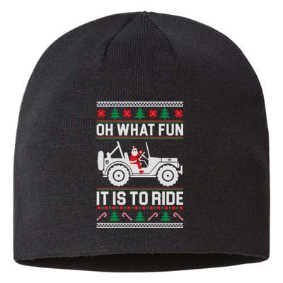 Oh What Fun 4x4 Offroad Suv Ugly Christmas Sweater Sustainable Beanie