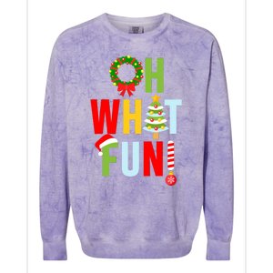 Oh What Fun Christmas With Wreath And Tree Colorblast Crewneck Sweatshirt