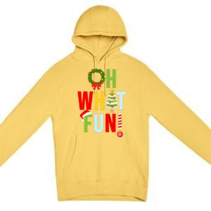 Oh What Fun Christmas With Wreath And Tree Premium Pullover Hoodie