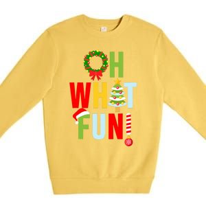 Oh What Fun Christmas With Wreath And Tree Premium Crewneck Sweatshirt