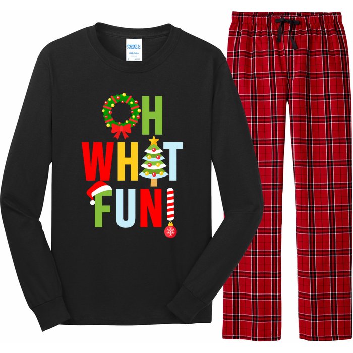 Oh What Fun Christmas With Wreath And Tree Long Sleeve Pajama Set