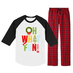 Oh What Fun Christmas With Wreath And Tree Raglan Sleeve Pajama Set