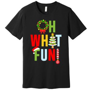 Oh What Fun Christmas With Wreath And Tree Premium T-Shirt