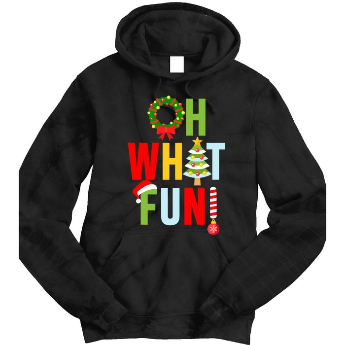 Oh What Fun Christmas With Wreath And Tree Tie Dye Hoodie