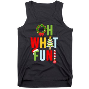 Oh What Fun Christmas With Wreath And Tree Tank Top