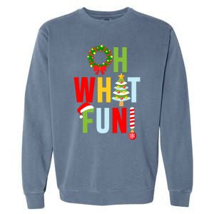 Oh What Fun Christmas With Wreath And Tree Garment-Dyed Sweatshirt