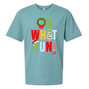 Oh What Fun Christmas With Wreath And Tree Sueded Cloud Jersey T-Shirt