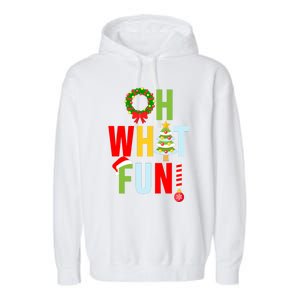 Oh What Fun Christmas With Wreath And Tree Garment-Dyed Fleece Hoodie