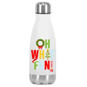 Oh What Fun Christmas With Wreath And Tree Stainless Steel Insulated Water Bottle