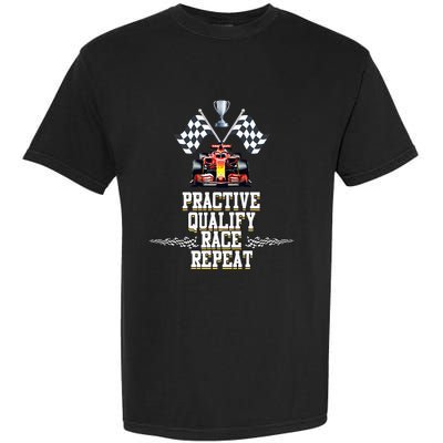 Open Wheel Formula Racing Car Practice Qualify Race Repeat Garment-Dyed Heavyweight T-Shirt