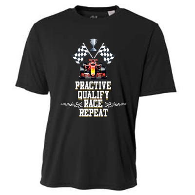 Open Wheel Formula Racing Car Practice Qualify Race Repeat Cooling Performance Crew T-Shirt