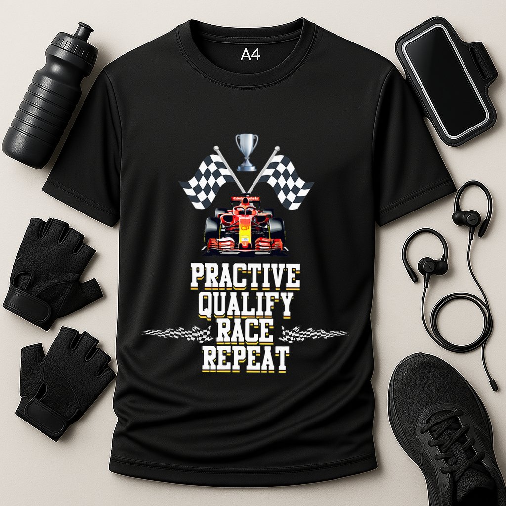 Open Wheel Formula Racing Car Practice Qualify Race Repeat Performance Shirt
