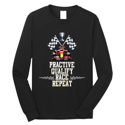 Open Wheel Formula Racing Car Practice Qualify Race Repeat Long Sleeve Shirt