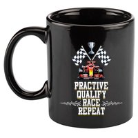 Open Wheel Formula Racing Car Practice Qualify Race Repeat 11oz C Handle Ceramic Mug