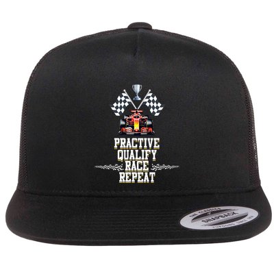 Open Wheel Formula Racing Car Practice Qualify Race Repeat Flatbill Hat