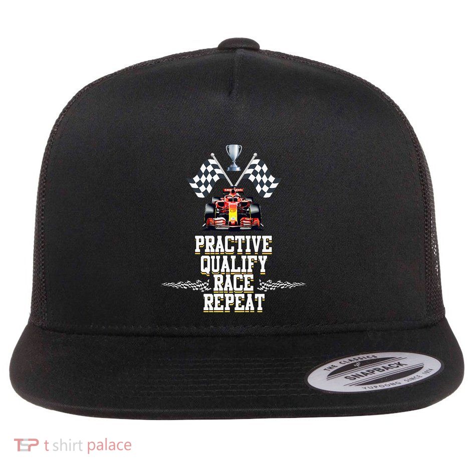 Open Wheel Formula Racing Car Practice Qualify Race Repeat Flatbill Hat
