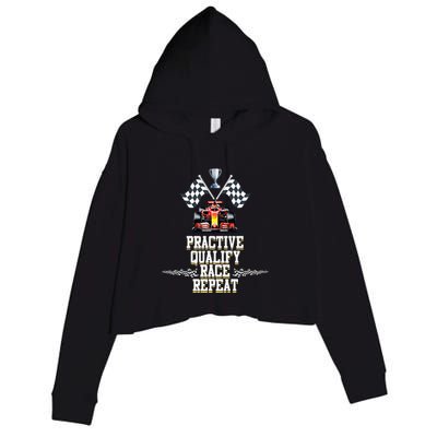 Open Wheel Formula Racing Car Practice Qualify Race Repeat Crop Fleece Hoodie