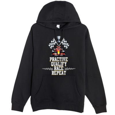 Open Wheel Formula Racing Car Practice Qualify Race Repeat Premium Pullover Hoodie